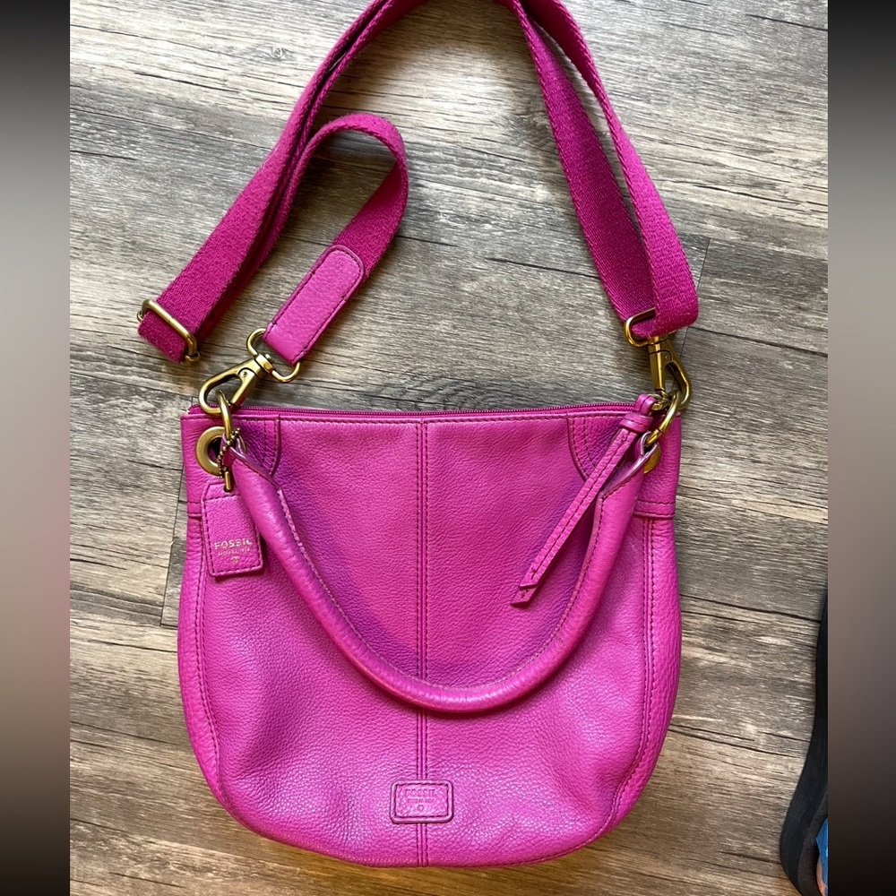 Fossil Pink Crossbody Leather Bag